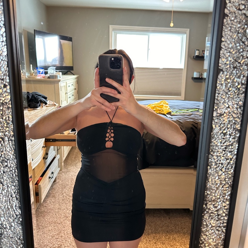 black mini dress